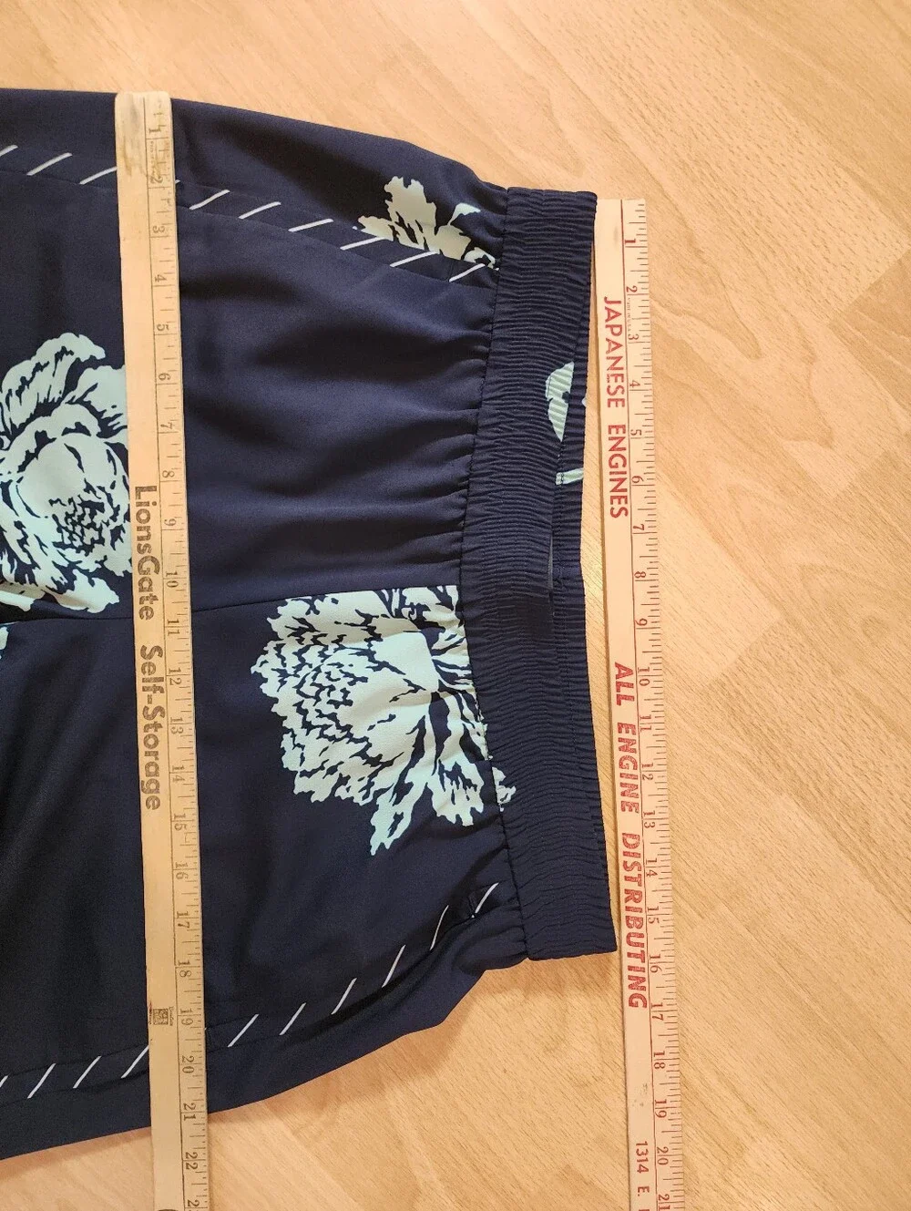 J. Crew Pull On Reese Pants Lined Navy Blue Floral Peony Women's Size 8